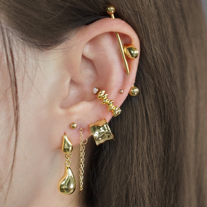 C-shaped Plain Wide-Faced Irregular Stud Earrings