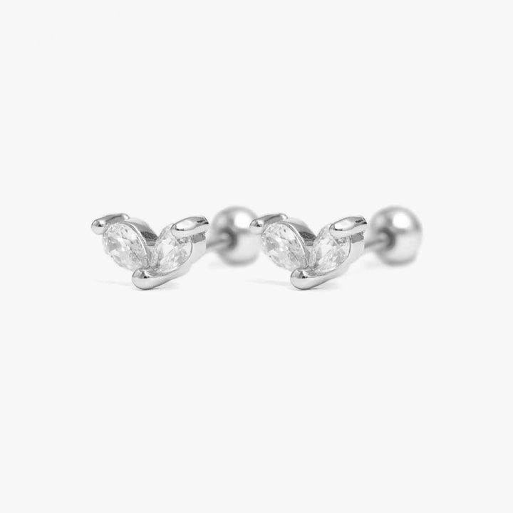 Crystal 3A CZ Heart Shaped Screw Back Earrings-EricaJewels