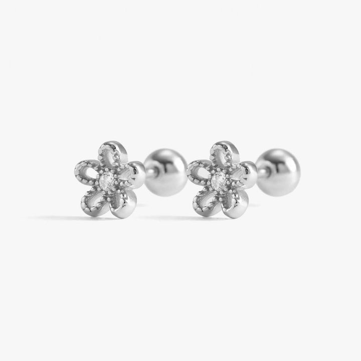 Plain Flower Laser Cut Screw Back Earrings-EricaJewels