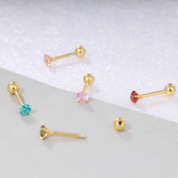 Pink Birthstone Screw Back Earrings