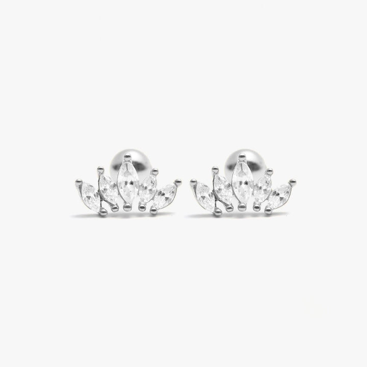 Kings Crown Crystal 3A CZ Screw Back Earrings-EricaJewels