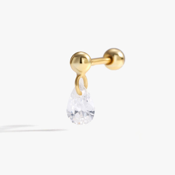 Teardrop Crystal 3A CZ Dangle Screw Back Earrings