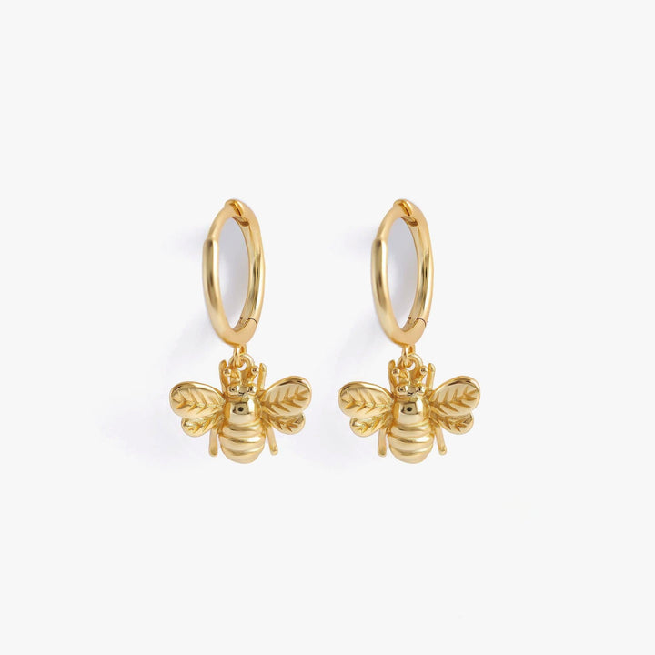 Tiny Plain Bee Dangly Hoop Earrings