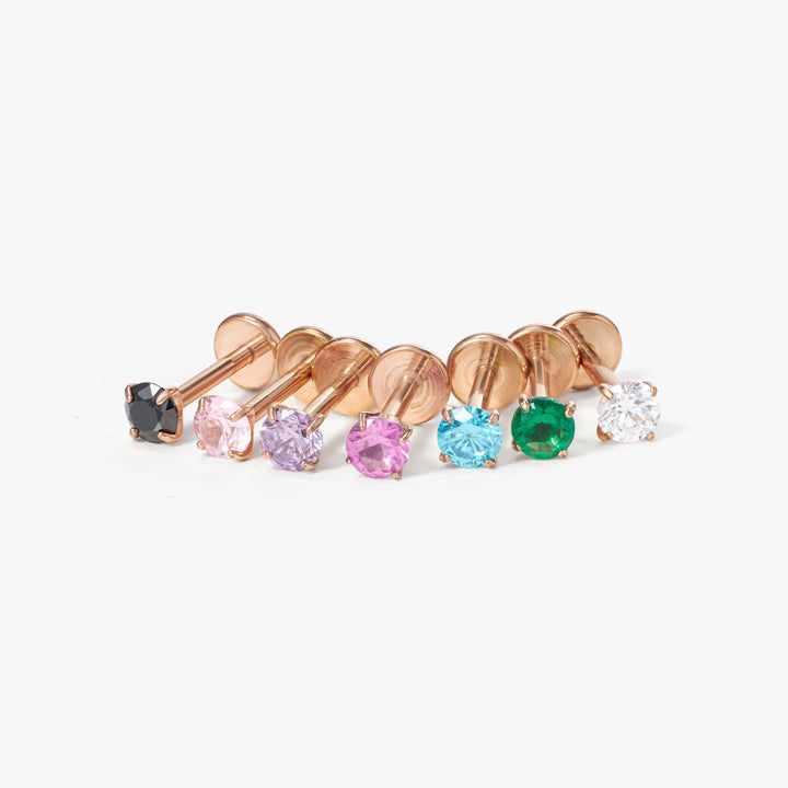 Tiny Twinkle Multi-color Push Pin Stud-Rose Gold