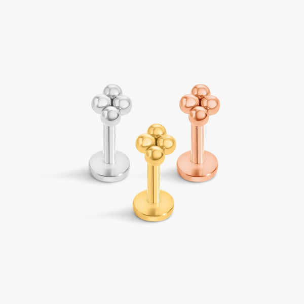 Titanium Four Bead 16G Internally Labret Stud