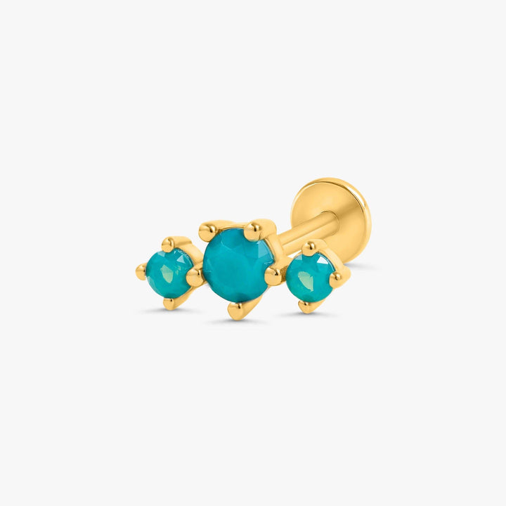 Trinity Jade Green Moonstone Flat Back Piercing Earring