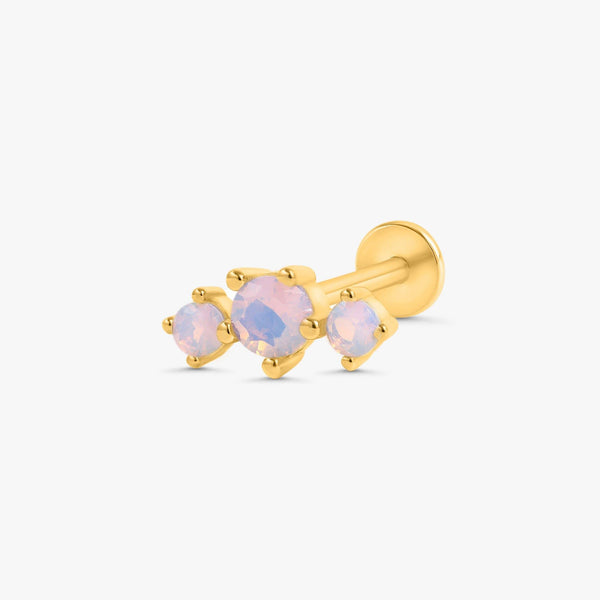 Color_Gold,Bar Type & Materials_Labret (Titanium) ;Trinity Pink Moonstone Flat Back Earrings - EricaJewels