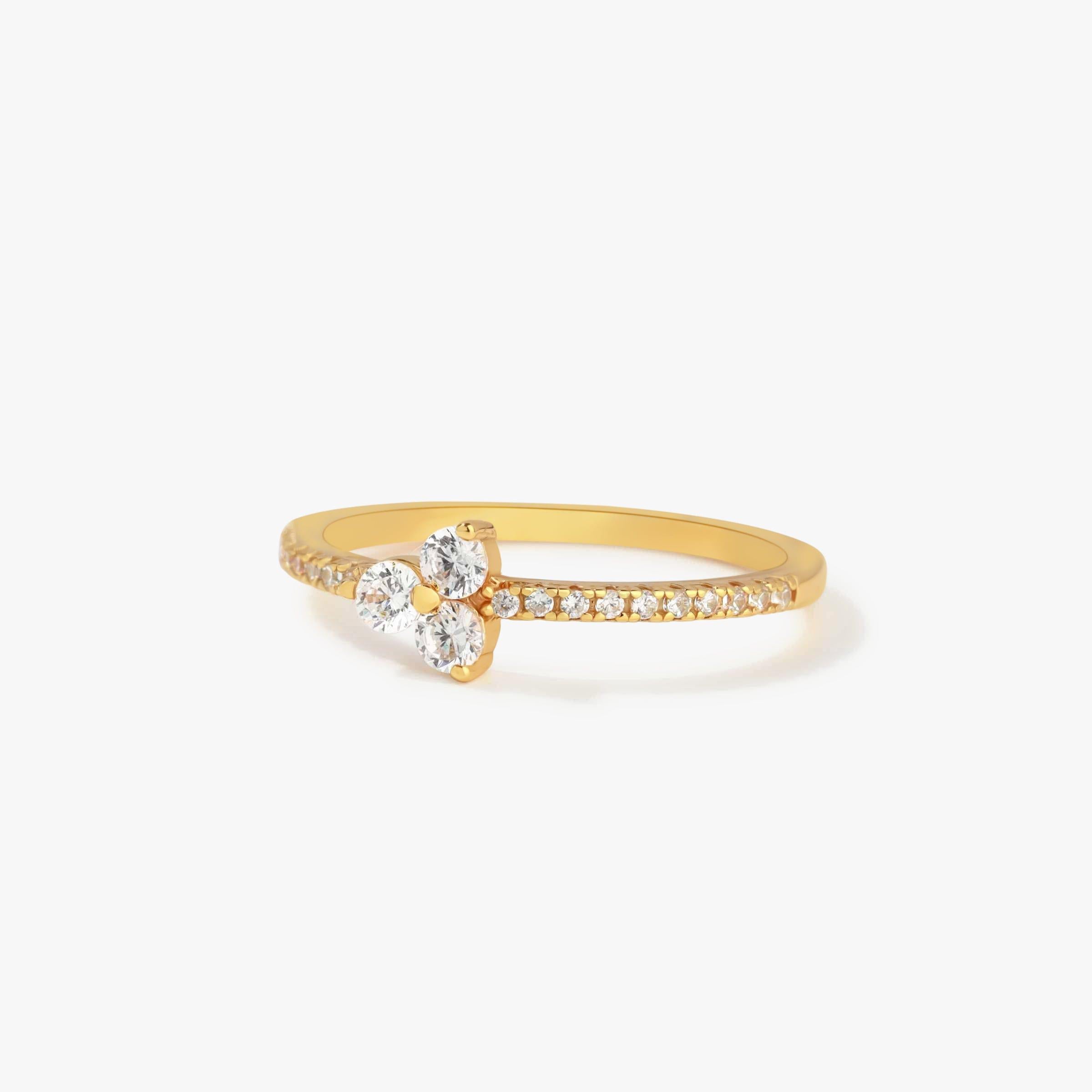 Trio Crystal 3A CZ  Floral Ring