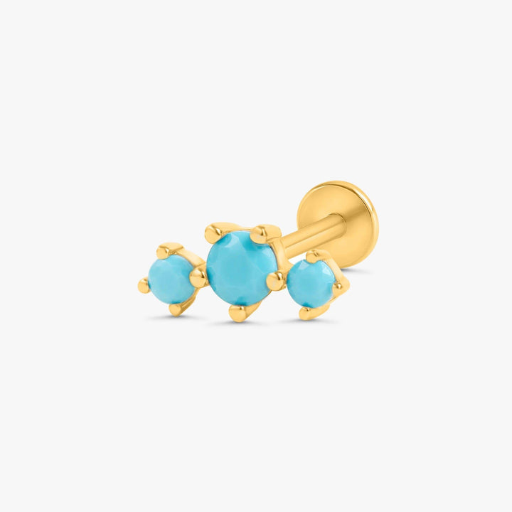 Triple Turquoise Flat Back Piercing Earring