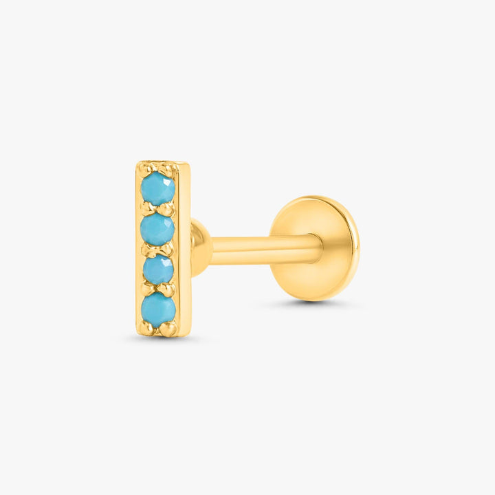 Turquoise Bar Flat Back Piercing Stud