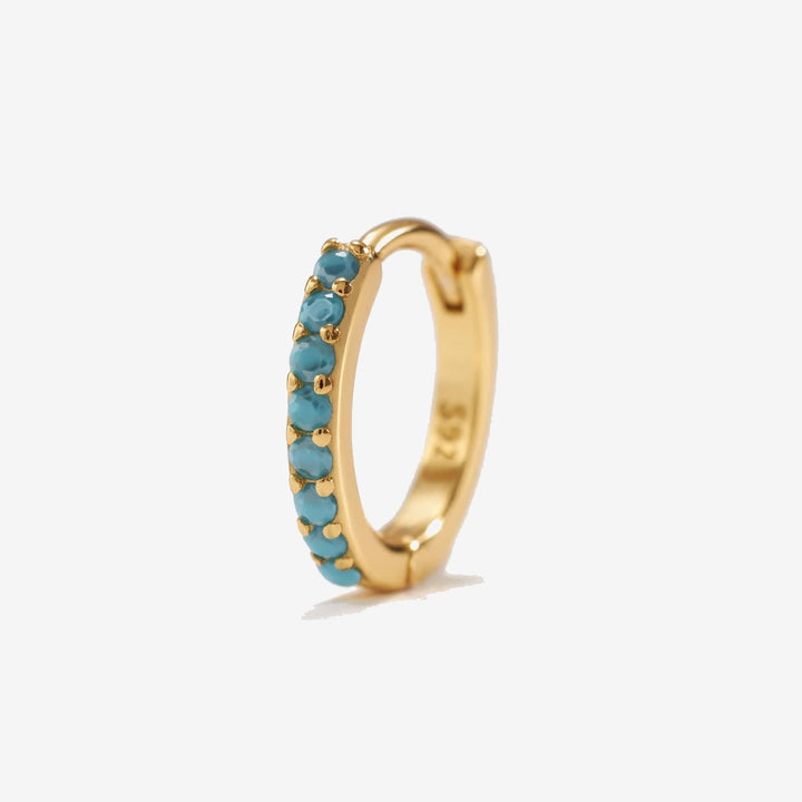 Turquoise Pave Small Hoop Earrings