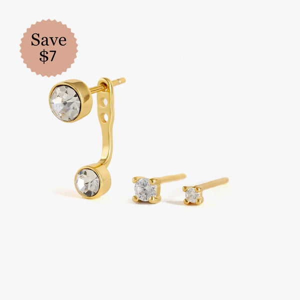 Vintage Crystal 3A CZ Stacking Earring Set