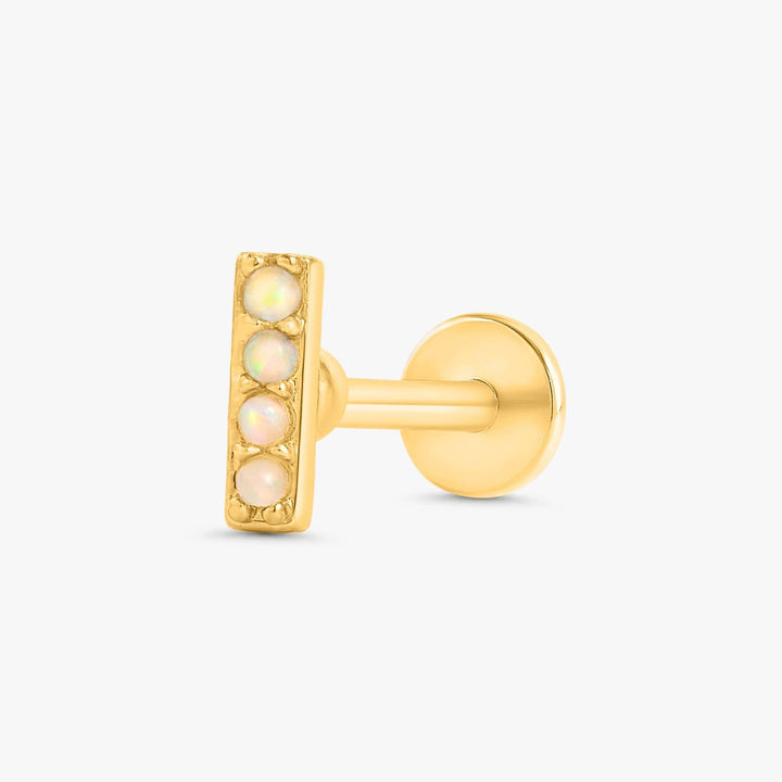 White Opal Bar Flat Back Piercing Earring