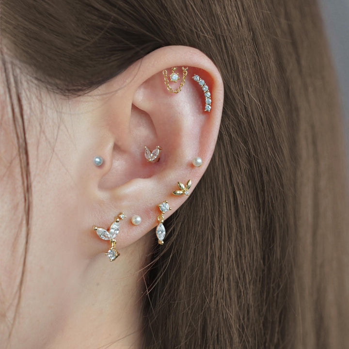 leaf drop earrings gold